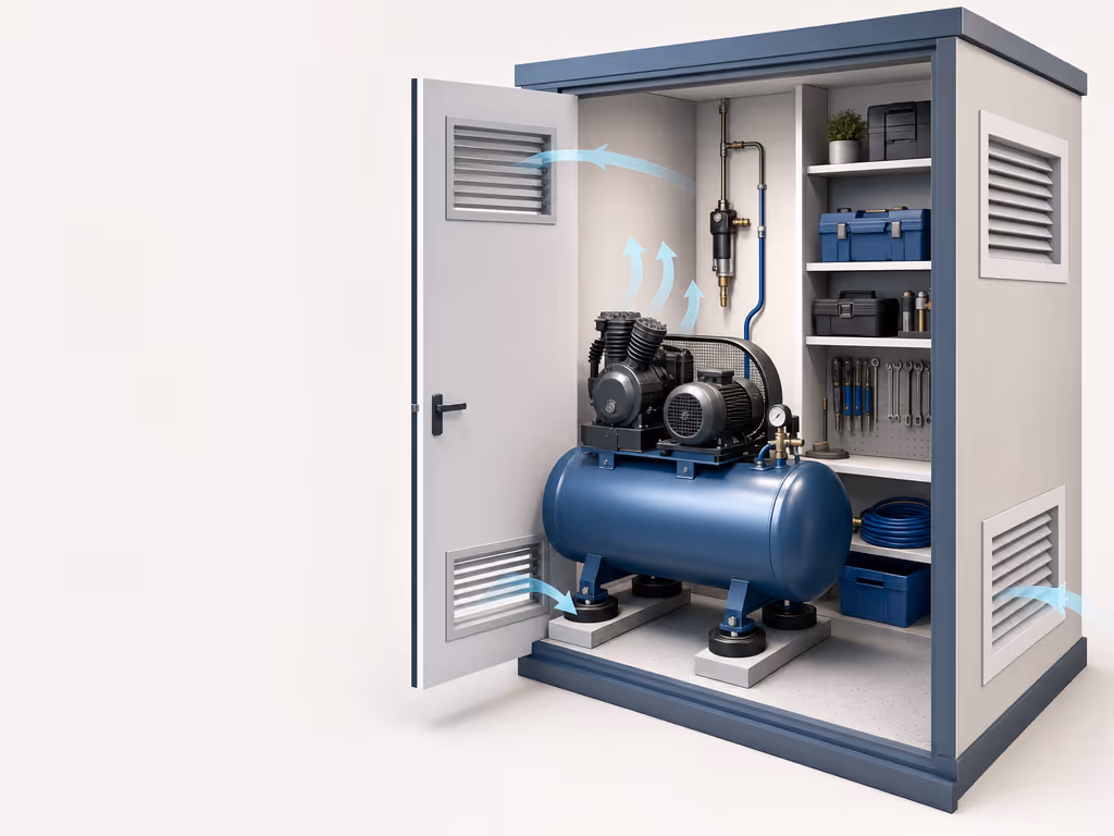 ventilated_vibration-isolated_air_compressor_closet