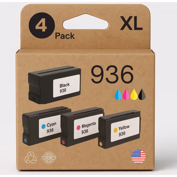 AMAZINK Compatible 936XL Ink Cartridge (4-Pack)